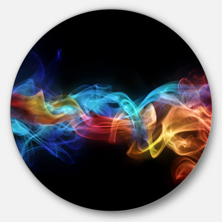 Fire in Colors - Abstract Digital Art Round Metal Wall Art