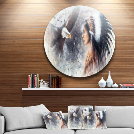 Enchanting Mystical Priestess - Abstract Woman Large Disc Metal Wall art