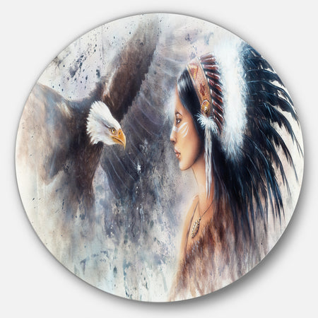 Enchanting Mystical Priestess - Abstract Woman Large Disc Metal Wall art