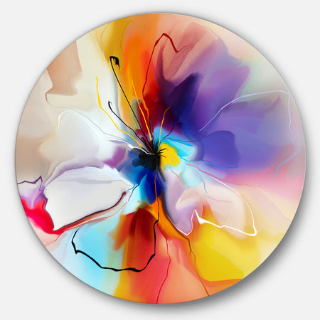 Creative Flower in Multiple Colors - Abstract Floral Large Circle Metal Wall art