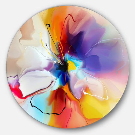 Creative Flower in Multiple Colors - Abstract Floral Circle Metal Artwork