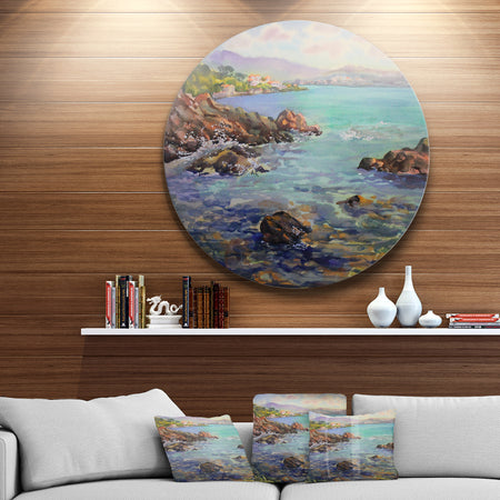 Cote d'Azur France - Landscape Painting Round Wall Art