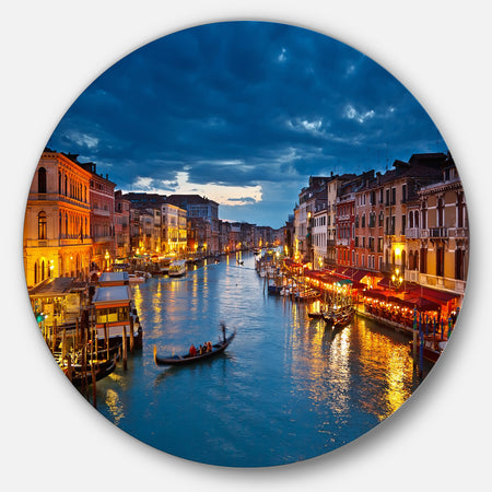 Grand Canal at Night Venice - Cityscape Photo Disc Metal Wall Art