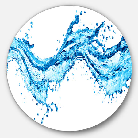Blue Water Splashes - Abstract Digital Art Round Wall Art