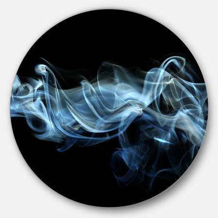 Blue Smoke in Black - Abstract Digital Art Disc Metal Wall Art