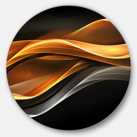 Gold Silver Inward Lines - Abstract Digital Art Circle Wall Art