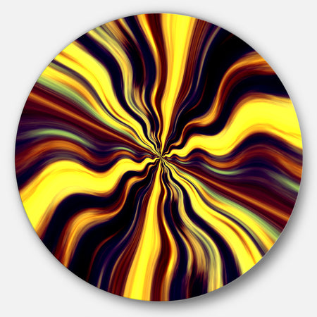 Yellow Purple Black Fantasy - Abstract Digital Art Circle Wall Art