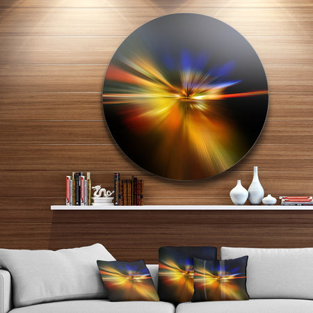 Explosion of Light in Black - Abstract Digital Art Circle Wall Art