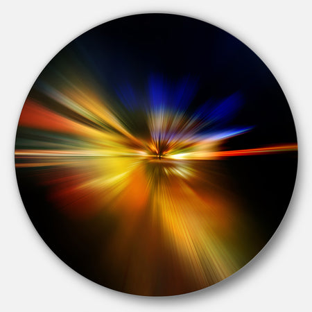 Explosion of Light in Black - Abstract Digital Art Circle Wall Art
