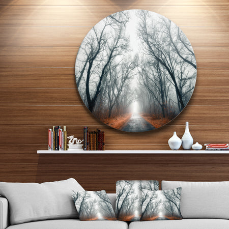 Mystic Road in Forest - Landscape Photo Circle Metal Artwork