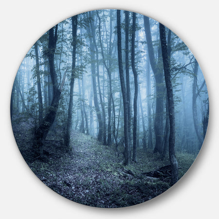 Spring Foggy Forest Trees - Landscape Photo Round Wall Art