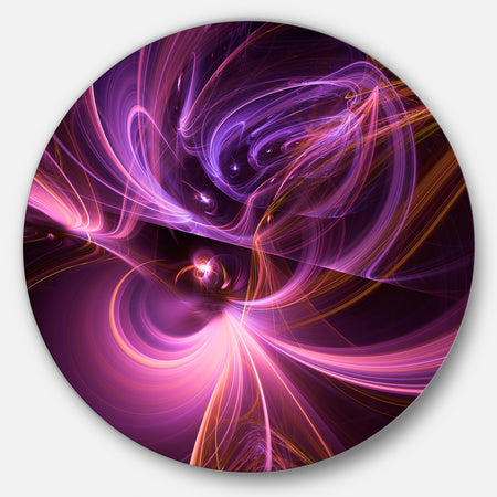 Purple Fractal Light Art in Dark - Abstract Abstract Art Large Disc Metal Wall art