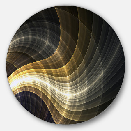 Yellow Fractal Light Art - Abstract Digital Art Disc Metal Artwork