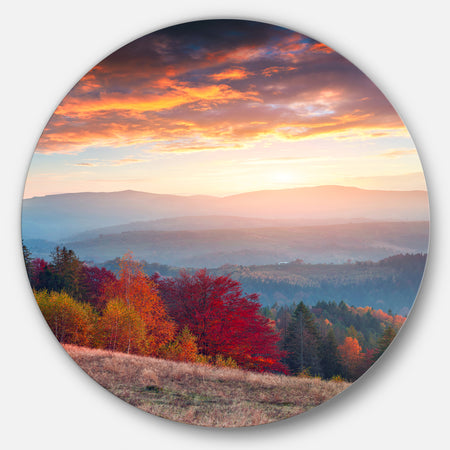 Sunrise in Carpathian Mountains - Landscape Photo Disc Metal Wall Art