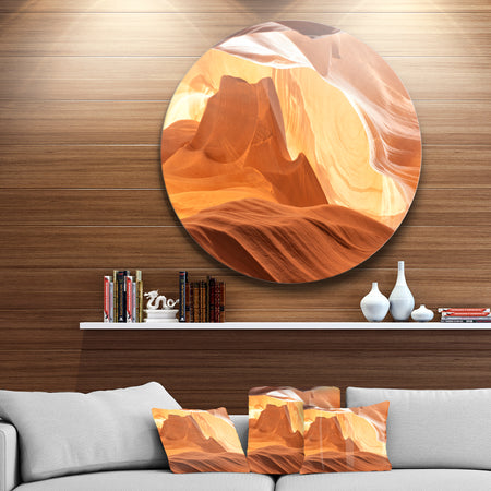 Antelope Canyon with Light Rays - Landscape Photo Disc Metal Artwork