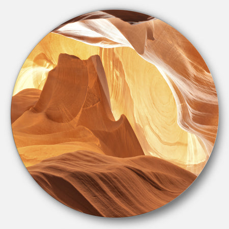 Antelope Canyon with Light Rays - Landscape Photo Disc Metal Artwork