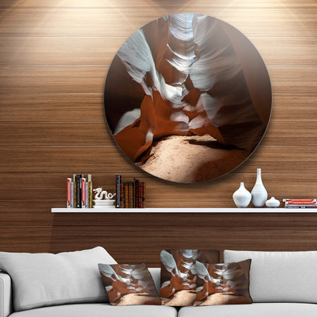 Antelope Canyon Dark Inside - Landscape Photo Disc Metal Wall Art