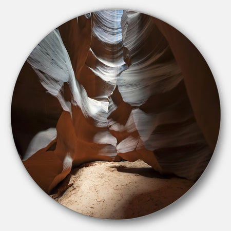 Antelope Canyon Dark Inside - Landscape Photo Disc Metal Wall Art
