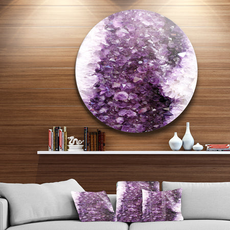 Purple Precious Stones - Abstract Digital Art Round Wall Art