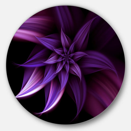 Fractal Flower Purple - Floral Digital Art Circle Metal Artwork