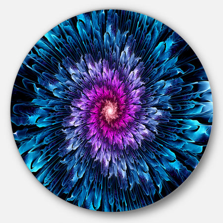 Magical Glowing Fractal Flower - Floral Digital Art Large Disc Metal Wall art