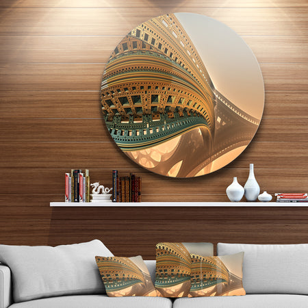 Bulgy Brown 3D Structure - Abstract Art Disc Metal Wall Art