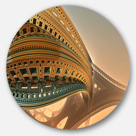 Bulgy Brown 3D Structure - Abstract Art Disc Metal Wall Art