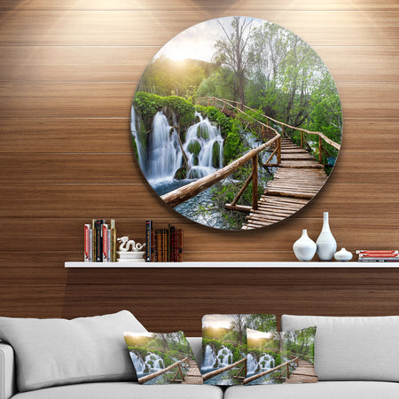 Pathway in Plitvice Lakes - Landscape Photography Large Disc Metal Wall art