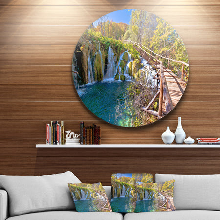 Autumn in Plitvice Lakes - Landscape Photo Round Metal Wall Art