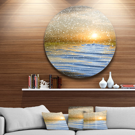 Clouds with Reflection in Water - Seashore Photo Large Disc Metal Wall art