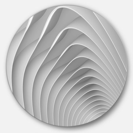 Fractal Bulgy White 3D Waves - Abstract Art Circle Metal Wall Art