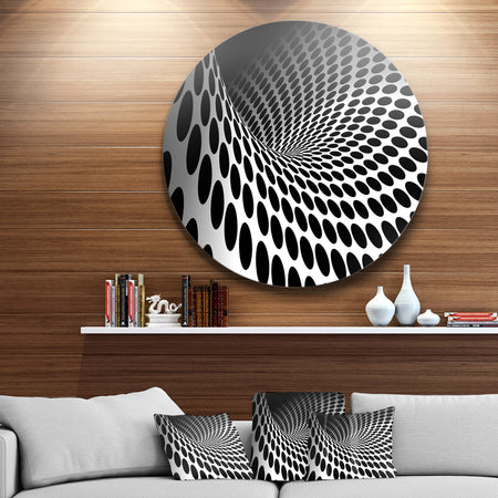 Waves and Circles Black n White - Abstract Art Circle Metal Wall Art