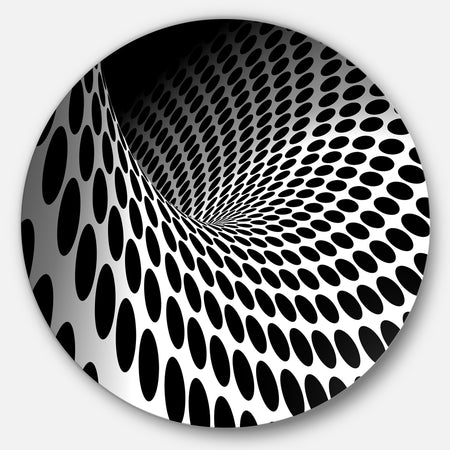 Waves and Circles Black n White - Abstract Art Circle Metal Wall Art