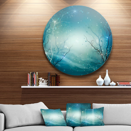 Blue Winter Fantasy Forest - Landscape Photo Disc Metal Wall Art