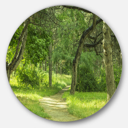 Green Forest Path in Early Summer - Landscape Photo Circle Wall Art
