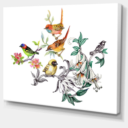 Tropical Flowers and Birds - Birds Canvas Art Print