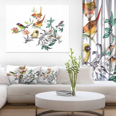 Tropical Flowers and Birds - Birds Canvas Art Print