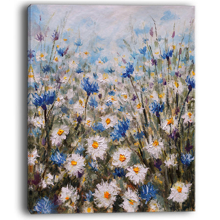 Glade of Cornflowers and Daisies - Floral Canvas Art Print