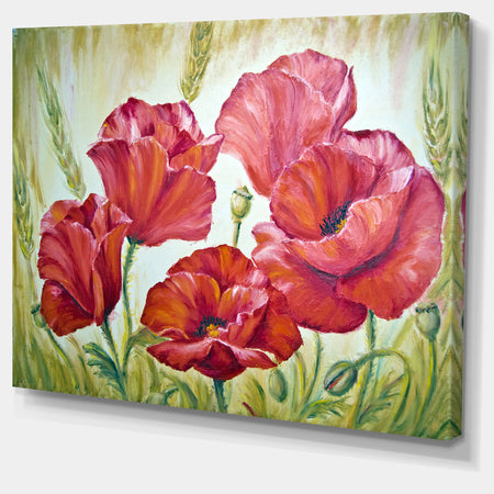 Poppies in Wheat - Large Floral Wall Art Canvas