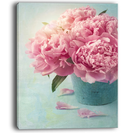 Pink Peony Flowers in Vase - Large Floral Wall Art Canvas