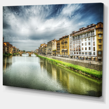 Arno River under Dramatic Sky - Cityscape Canvas print