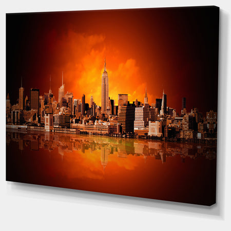 New York City Panorama in Red Light - Cityscape Canvas print