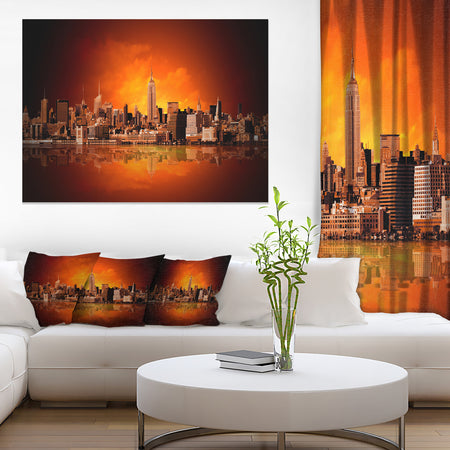 New York City Panorama in Red Light - Cityscape Canvas print