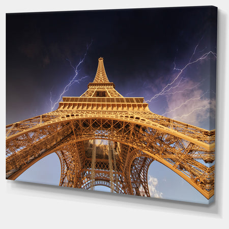 Storm above Paris Eiffel Tower in Paris - Cityscape Canvas print