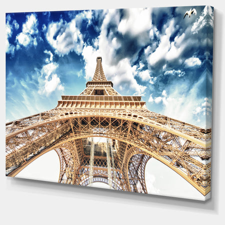 Beautiful view of Paris Eiffel Tower under Clouds - Cityscape Canvas print