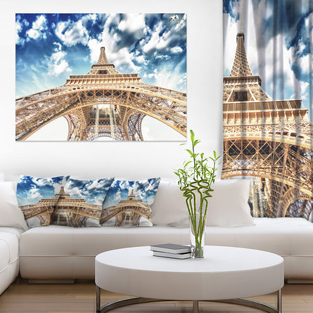 Beautiful view of Paris Eiffel Tower under Clouds - Cityscape Canvas print