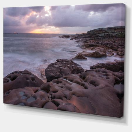 Dark Australian Seashore with Large Rocks - Large Seashore Canvas Print