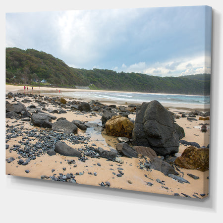 Pretty Beach with Small and Big Rocks - Large Seashore Canvas Print