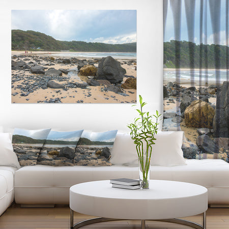 Pretty Beach with Small and Big Rocks - Large Seashore Canvas Print
