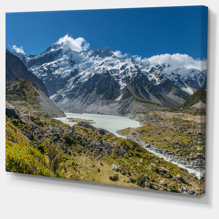 Green and White Mountains New Zealand - Landscape Art Print Canvas